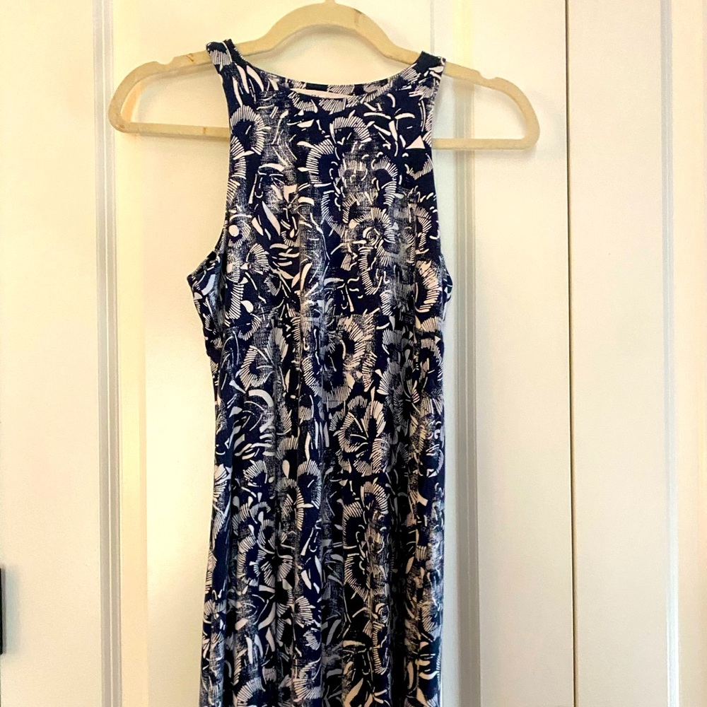 Athleta Santorini dress.  Navy and white